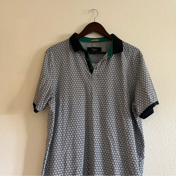 Men's Britches Sport by Samtex Blue Textured Print Polo Size Large - Picture 2 of 7